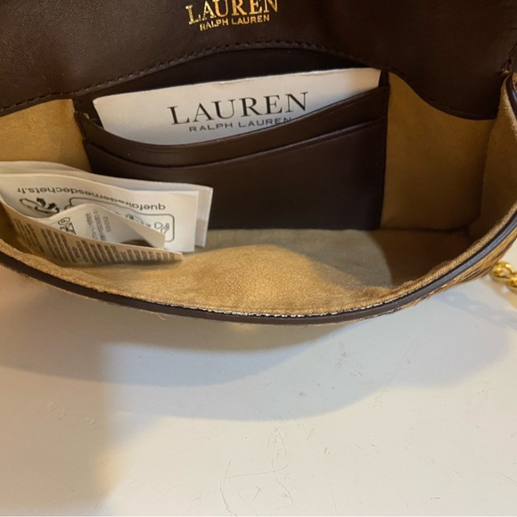 NWOT Lauren Ralph Lauren Leather Calf Hair Leopard Chain Crossbody Tech Bag $225 - Picture 15 of 15